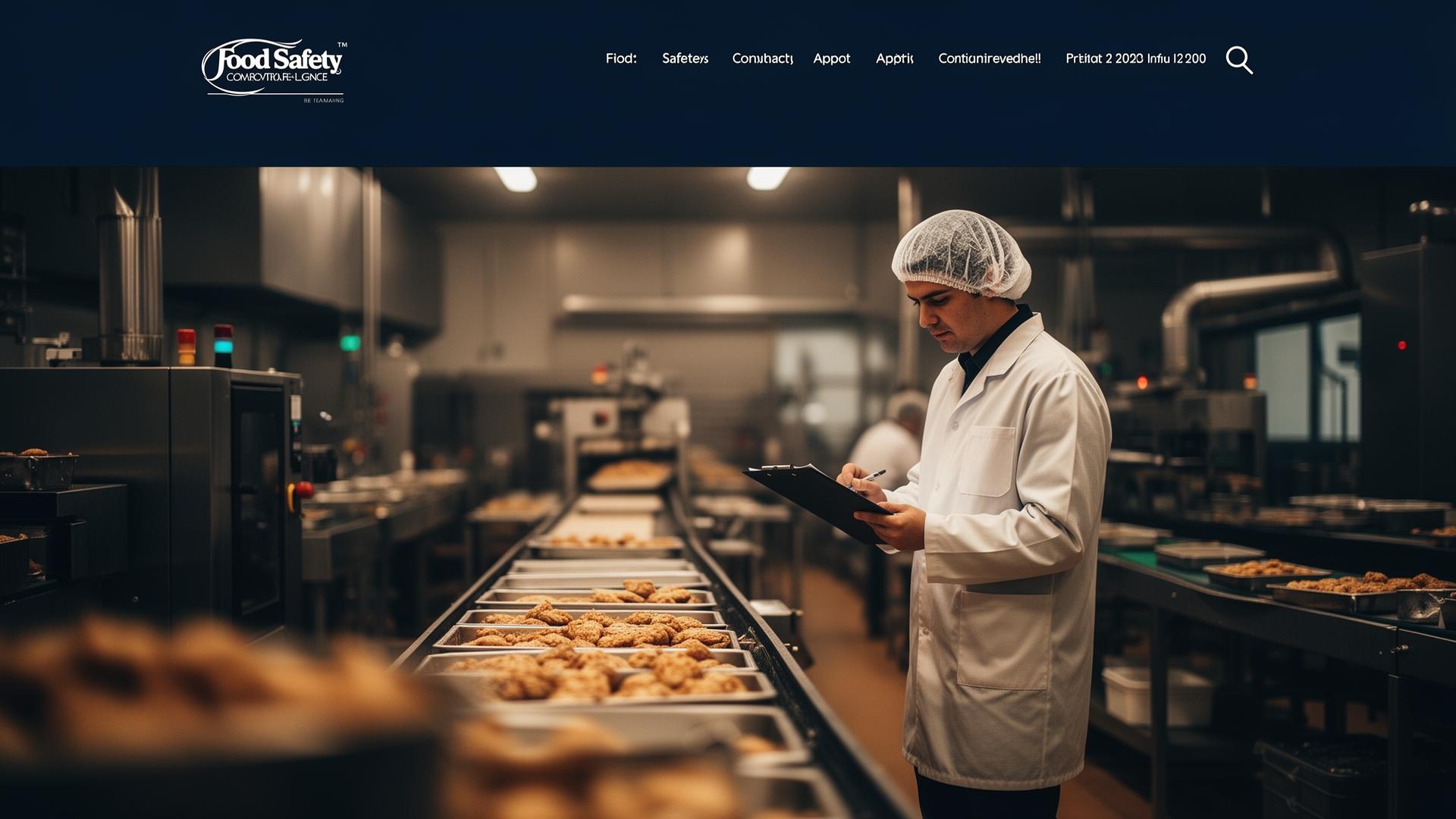 Food safety inspector reviewing a production line